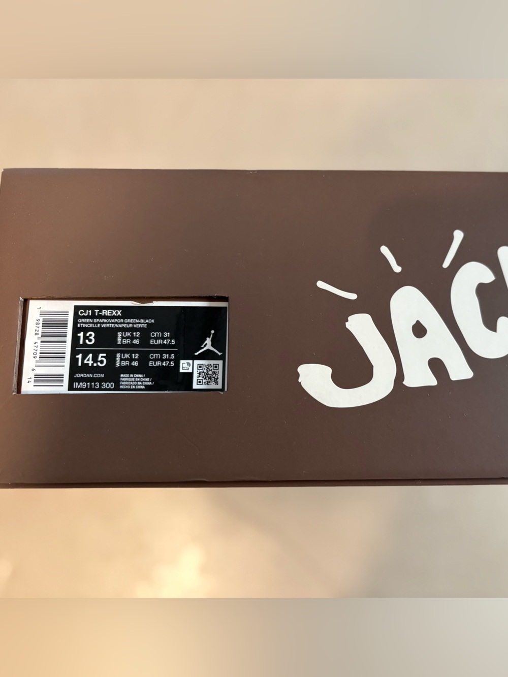 Jordan CJ1 T-Rexx 'Green Spark' by Travis Scott - Picture 4 of 4